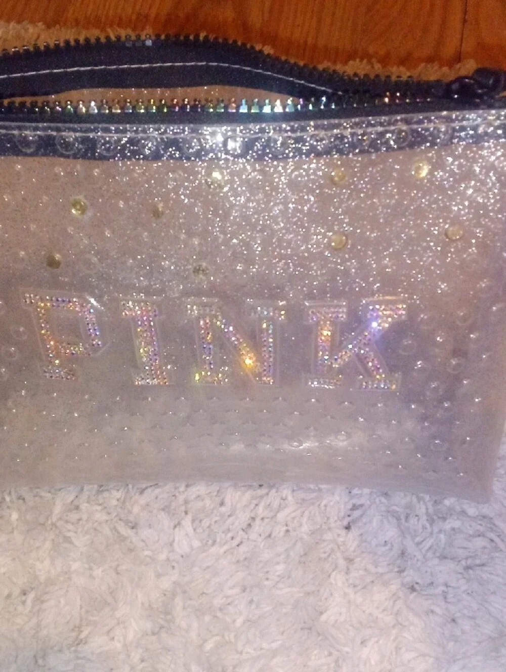 PINK Victoria's Secret Iridescent Glitter Cosmetic Pouch (Read Description)